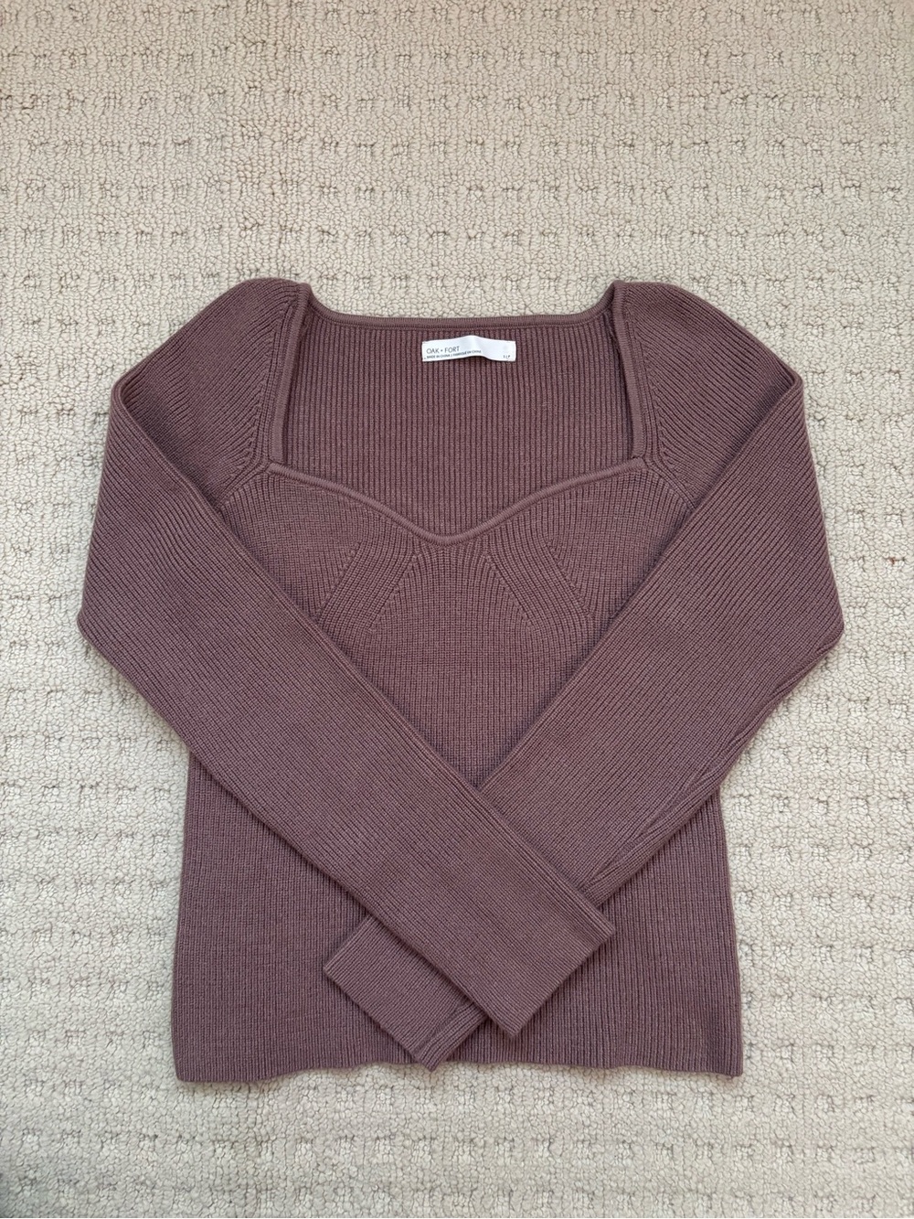 OAK + FORT Mauve Ribbed Sweater
